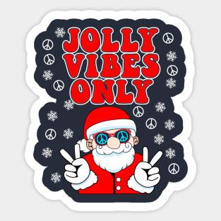 Jolly Vibes Only Groovy Peace Sign Santa Claus Sticker